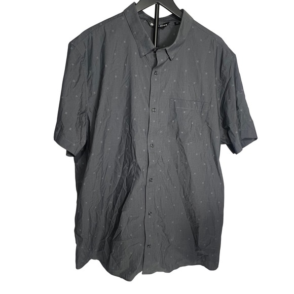TravisMathew Men's Gray Printed Short Sleeve Button Up Shirt - XXL - Picture 1 of 8
